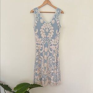 Sundance Light Blue and Cream Floral Mini Dress